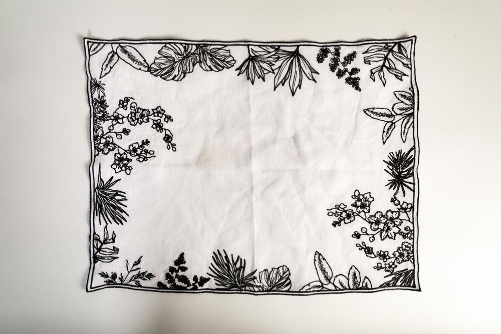 Placemats - Safari Embroidered Linen Placemats - SOKA DESIGN STUDIO TABLEWARE