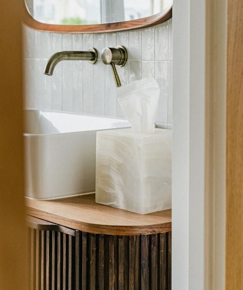 Objets de décoration - La boîte à mouchoir Anne - Onyx Blanc - STUDIO GAÏA