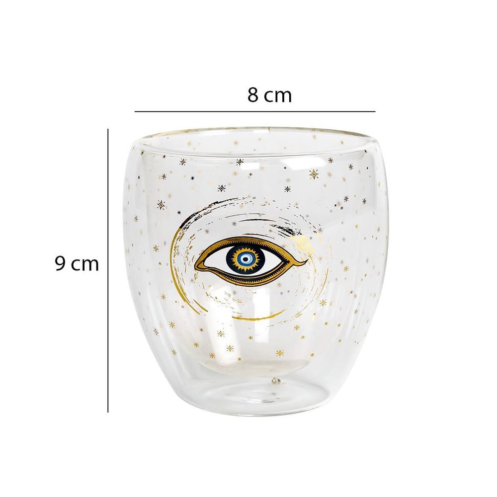 Glass - Evil Eye Double Walled Glass Cups Without Handles - SOKA DESIGN STUDIO TABLEWARE