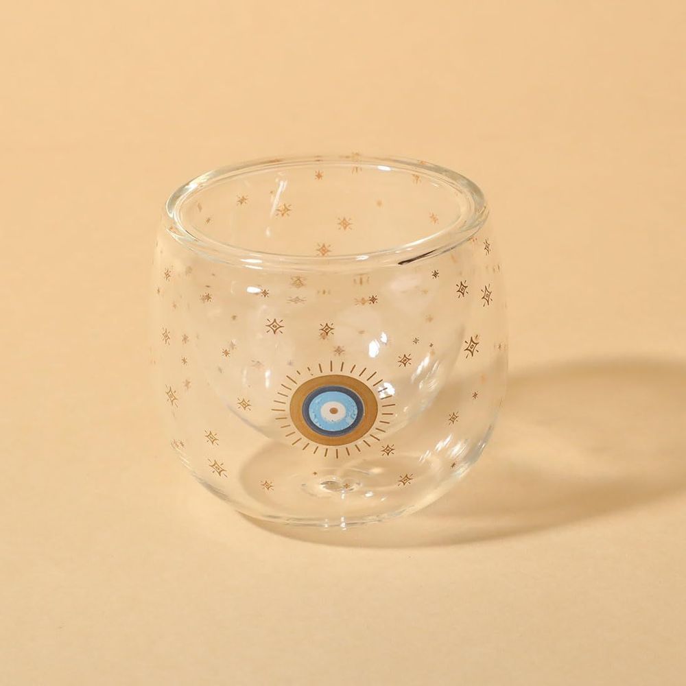 Glass - Evil Eye Double Wall Glass Mini Shot Glasses - SOKA DESIGN STUDIO TABLEWARE