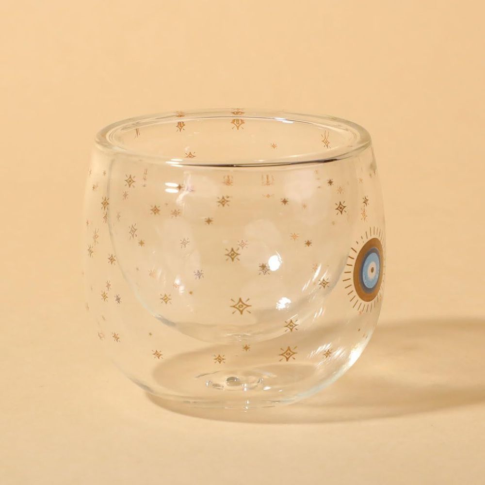 Glass - Evil Eye Double Wall Glass Mini Shot Glasses - SOKA DESIGN STUDIO TABLEWARE
