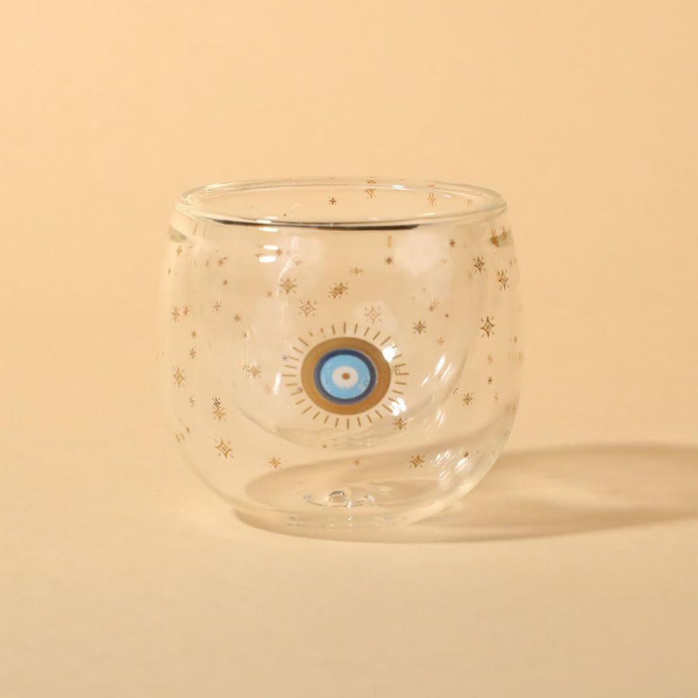 Glass - Evil Eye Double Wall Glass Mini Shot Glasses - SOKA DESIGN STUDIO TABLEWARE