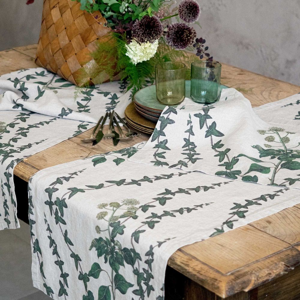 Dessous de plat - Lierre ǀ Chemin de table en 100% lin lavé - LINOROOM 100% LINEN TEXTILES