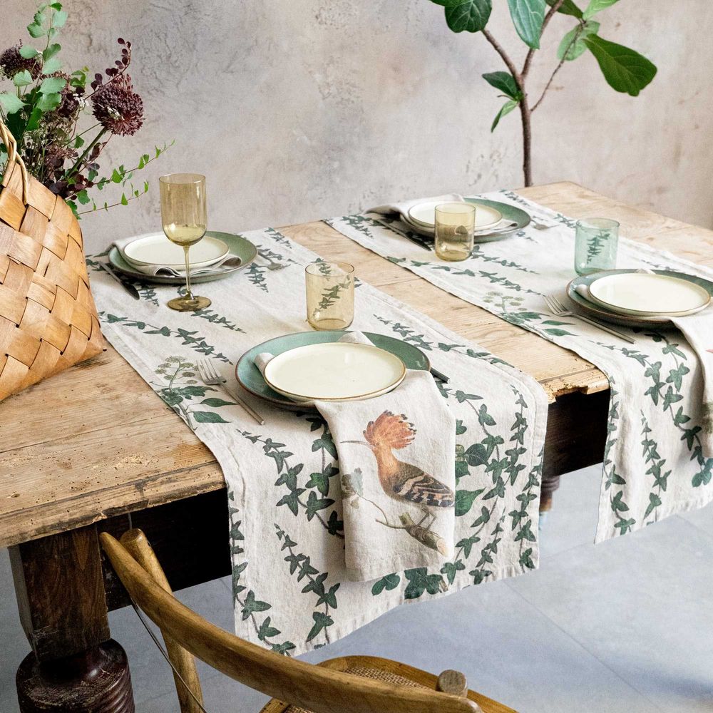 Dessous de plat - Lierre ǀ Chemin de table en 100% lin lavé - LINOROOM 100% LINEN TEXTILES