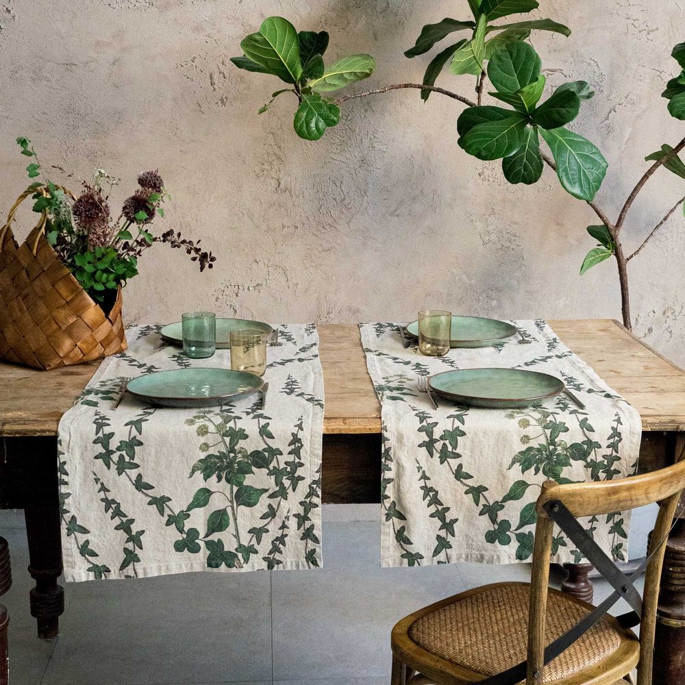 Dessous de plat - Lierre ǀ Chemin de table en 100% lin lavé - LINOROOM 100% LINEN TEXTILES
