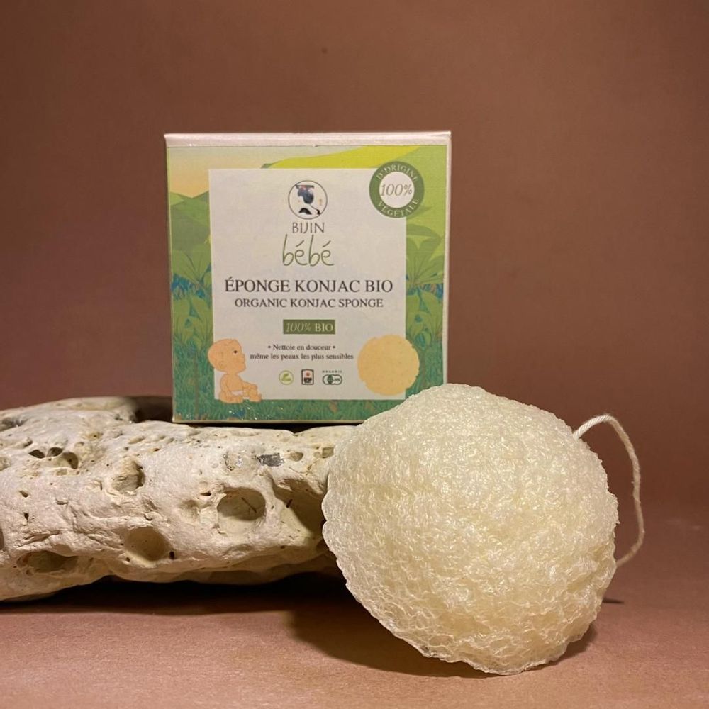 Childcare  accessories - Organic konjac sponge, 100% vegetable for babies - LE CHARBON ACTIF FRANCAIS