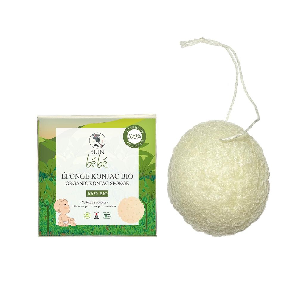 Childcare  accessories - Organic konjac sponge, 100% vegetable for babies - LE CHARBON ACTIF FRANCAIS
