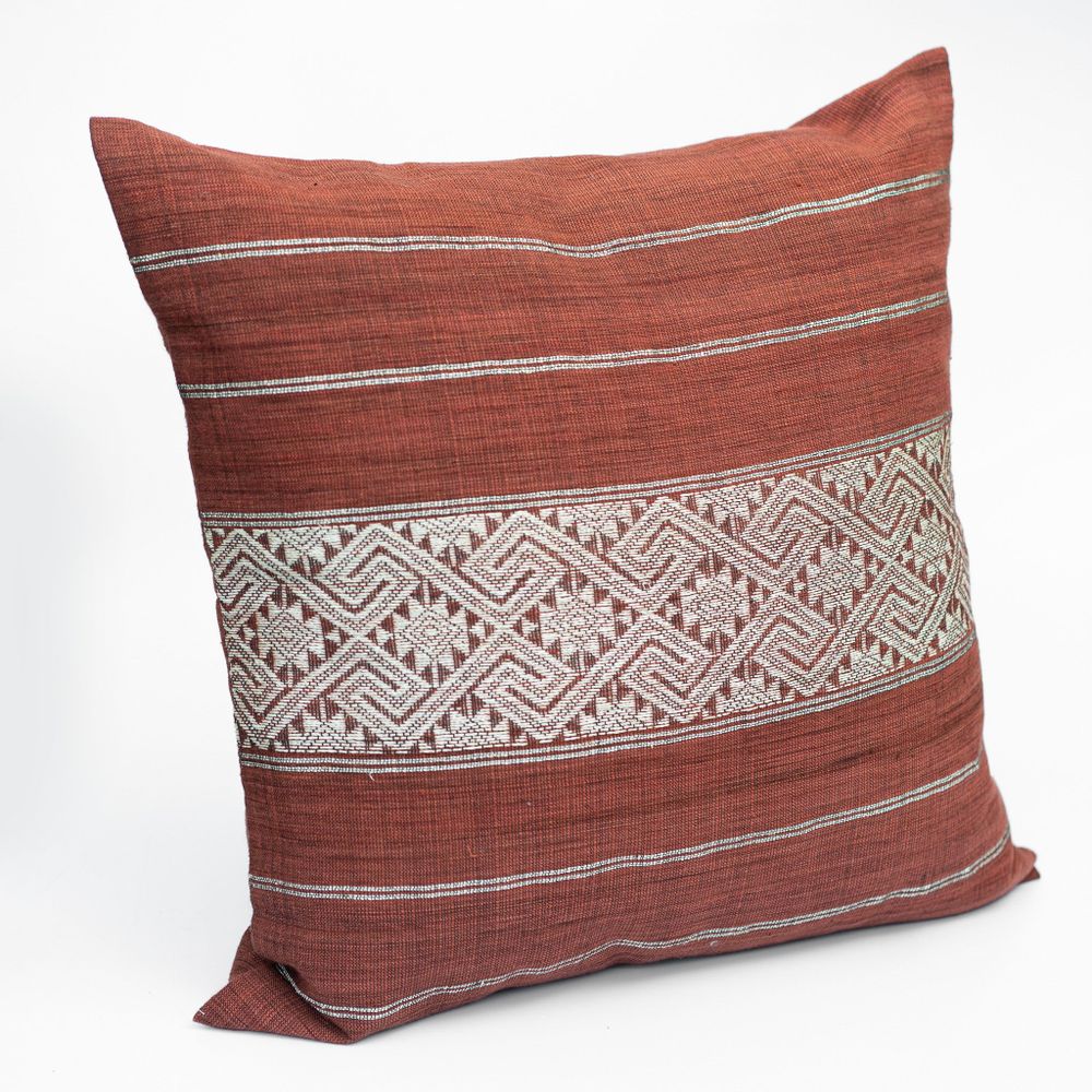 Coussins textile - Housse de coussin, coton et vigne | Motifs de fleurs de vigne de kudzu, taille : 50 x 50 cm - NIKONE HANDCRAFT, LAOS