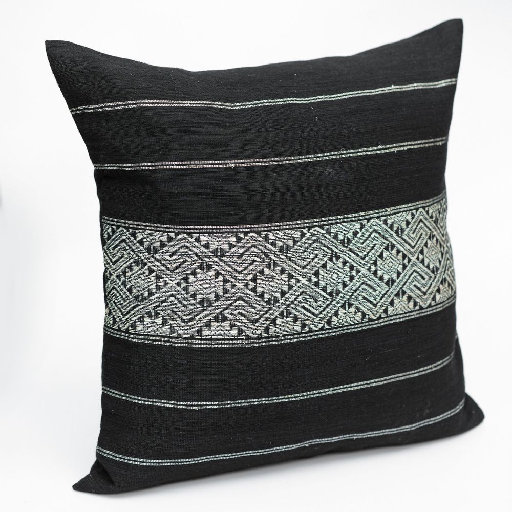 Coussins textile - Housse de coussin, coton et vigne | Motifs de fleurs de vigne de kudzu, taille : 50 x 50 cm - NIKONE HANDCRAFT, LAOS