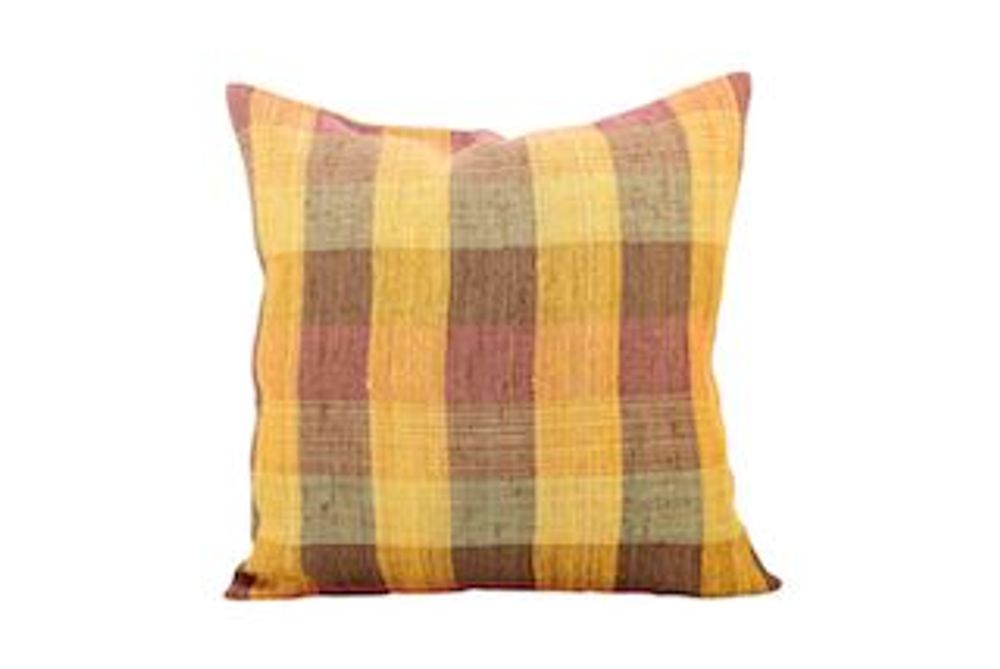 Fabric cushions - Cushion Cover - Cotton & Vine | The Checks of Kudzu Vine | Size: 50x50Cm - NIKONE HANDCRAFT, LAOS