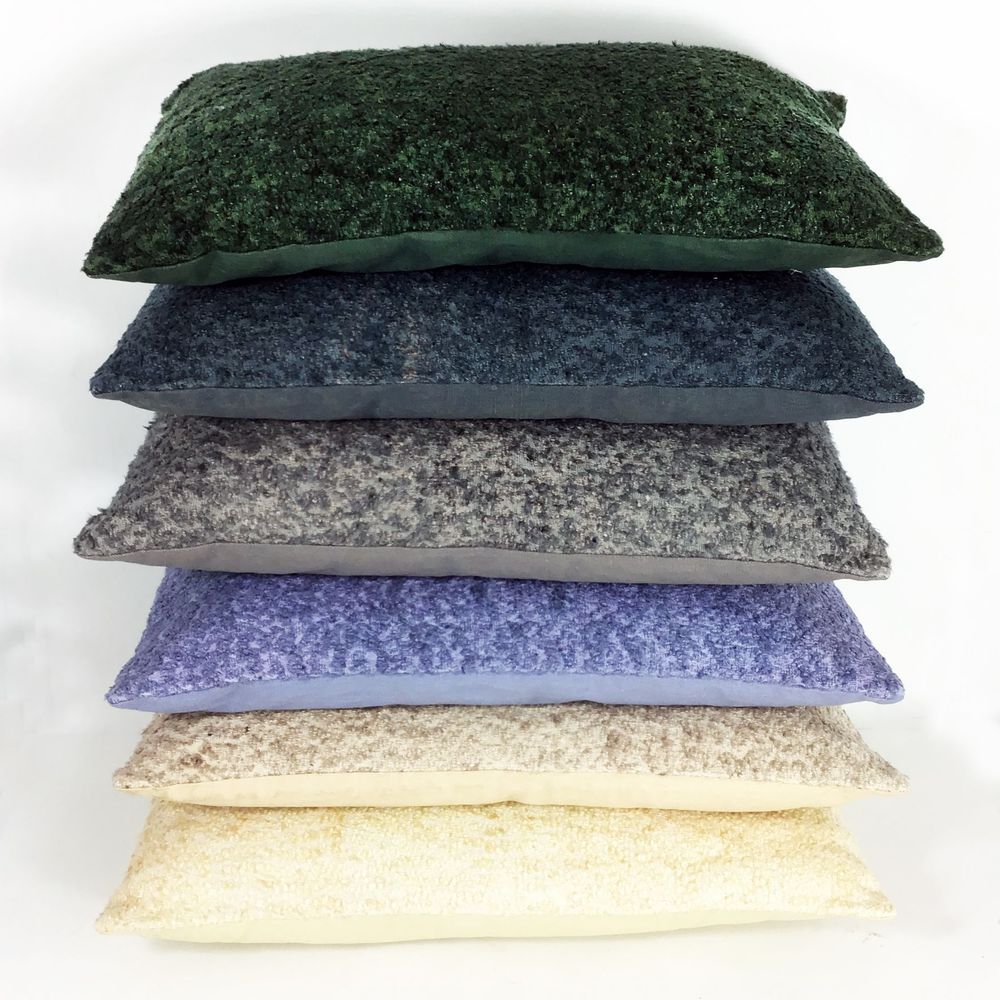 Cushions - Handmade Boucle Pillow in Smoky Blue - BELL ARTE