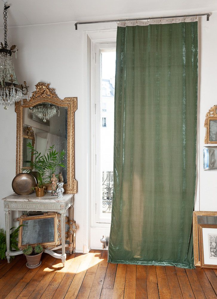 Curtains and window coverings - FORTUNA Curtain 110x300 cm CELADON - EN FIL D'INDIENNE...