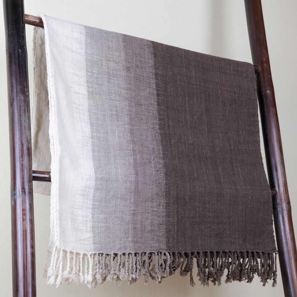 Homewear - Gradient Brown Ikat Cotton Throw - TAI BAAN CRAFTS