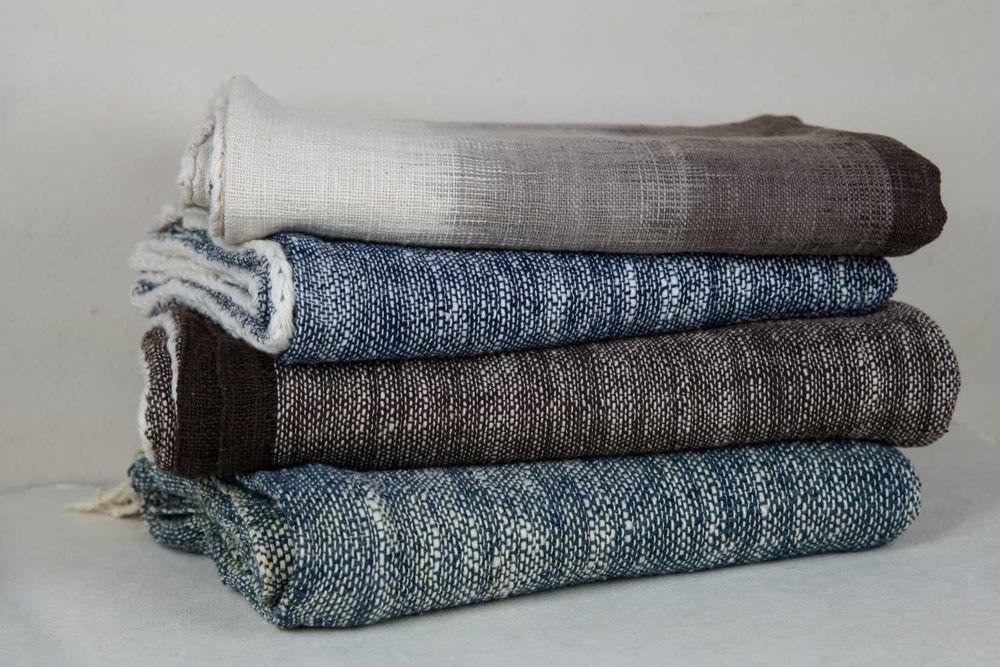 Homewear - Gradient Brown Ikat Cotton Throw - TAI BAAN CRAFTS