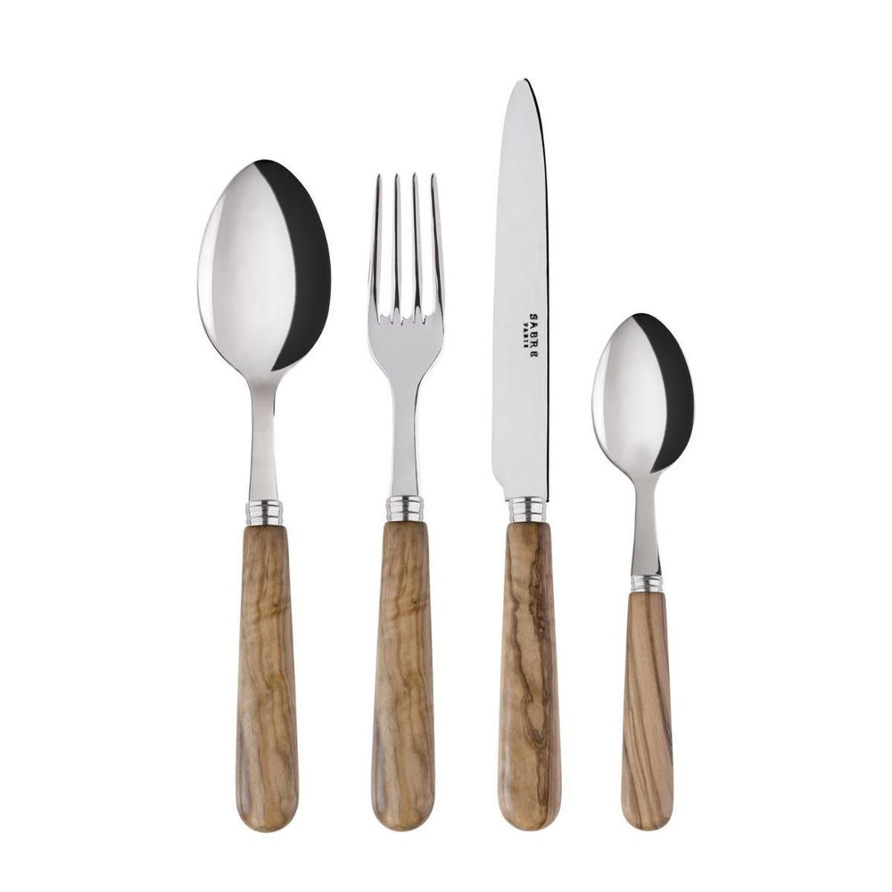 Ménagères - Set de 4 couverts de table - Lavandou, Bois d'Olivier - SABRE PARIS
