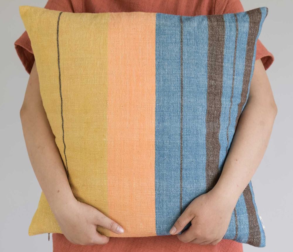 Fabric cushions - Beach Day Striped Cotton Cushion Cover - TAI BAAN CRAFTS