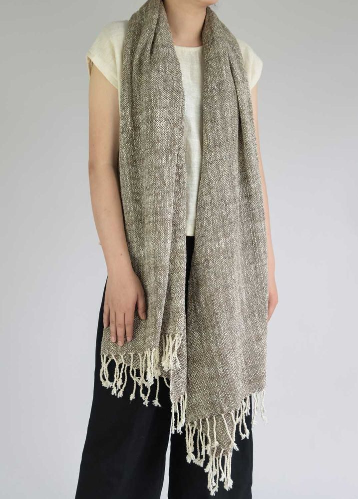 Scarves - Medium Brown Two-tone Cotton Wrap - TAI BAAN CRAFTS