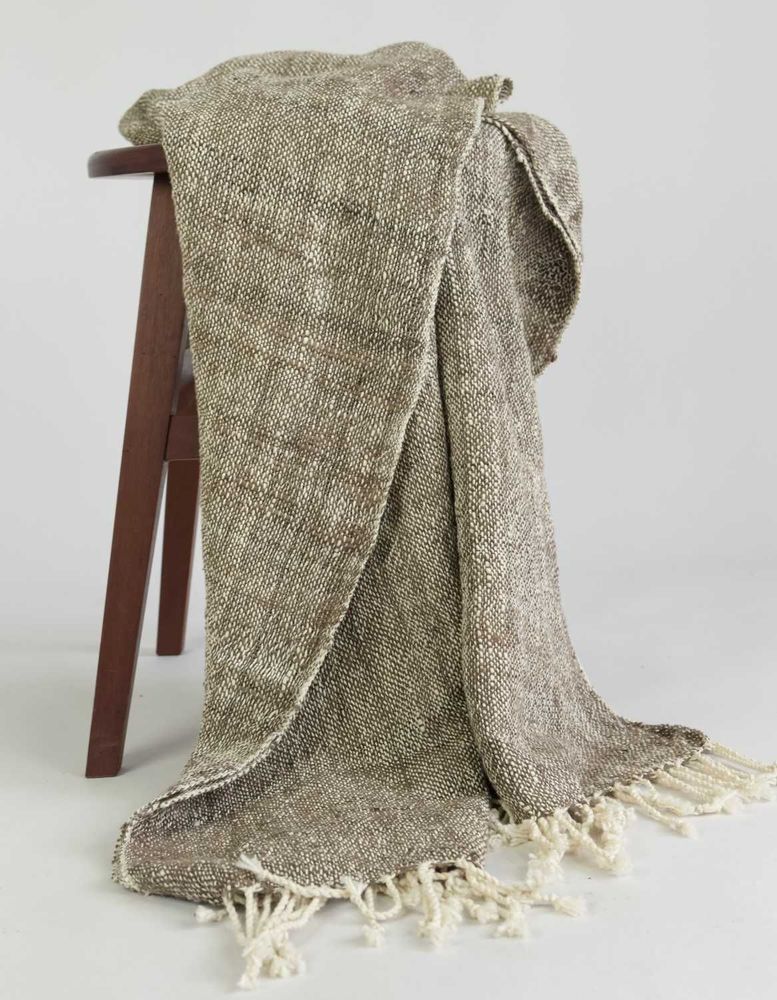 Scarves - Medium Brown Two-tone Cotton Wrap - TAI BAAN CRAFTS