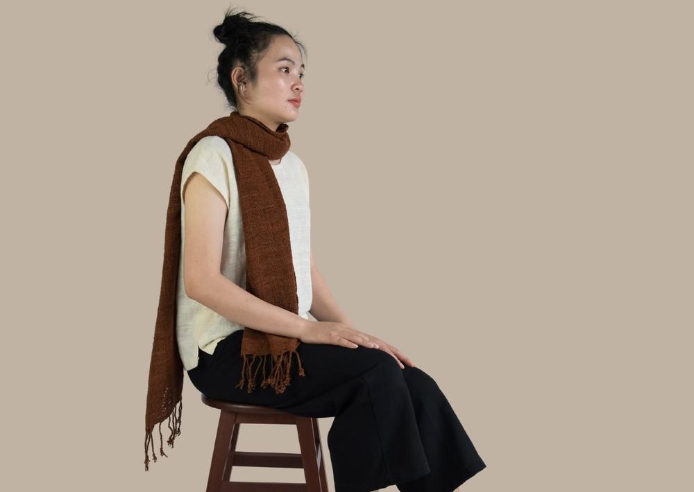 Scarves - Terracotta Narrow Cotton Scarf - TAI BAAN CRAFTS