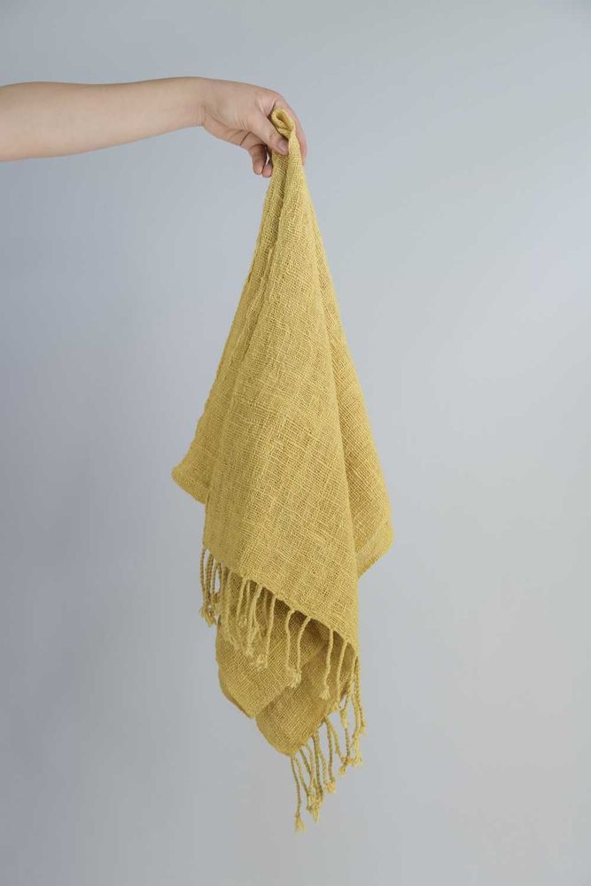 Foulards et écharpes - Écharpe étroite en coton jaune frais - TAI BAAN CRAFTS