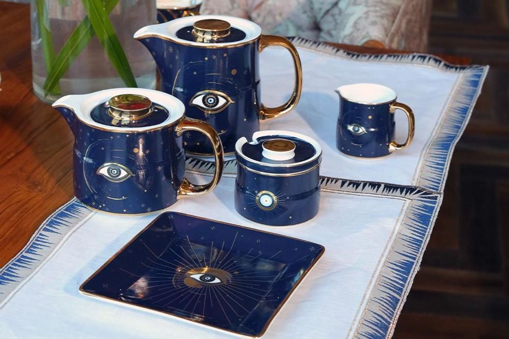 Glass - Evil Eye Double Walled Glass Cups Without Handles - SOKA DESIGN STUDIO TABLEWARE