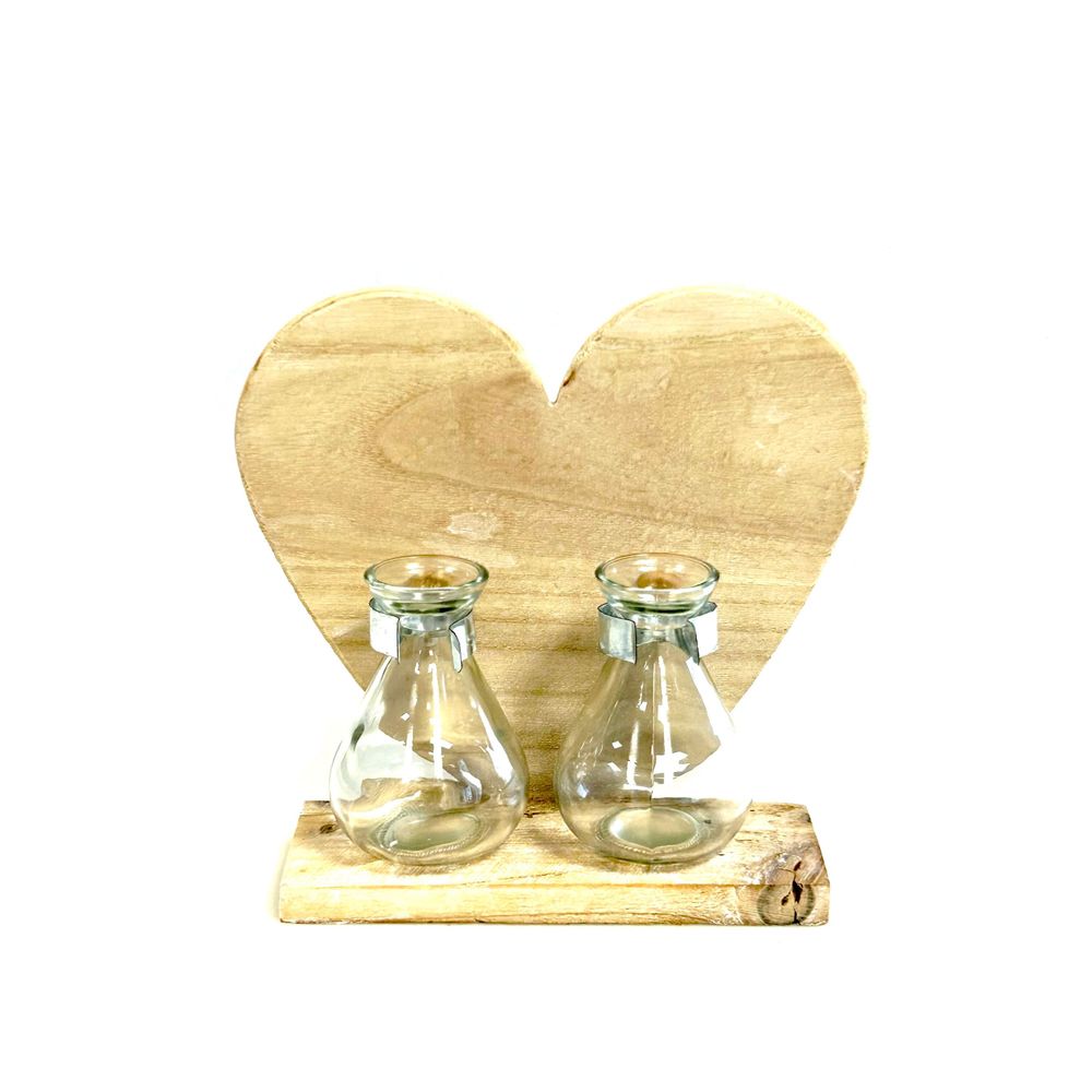 Objets de décoration - Coeur/cadre en bois avec verre suspendu - HENDRIKS DECO BV