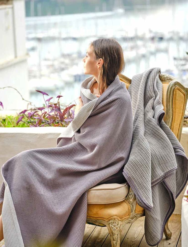 Bathrobes - Waffle Bathrobe - AZUR