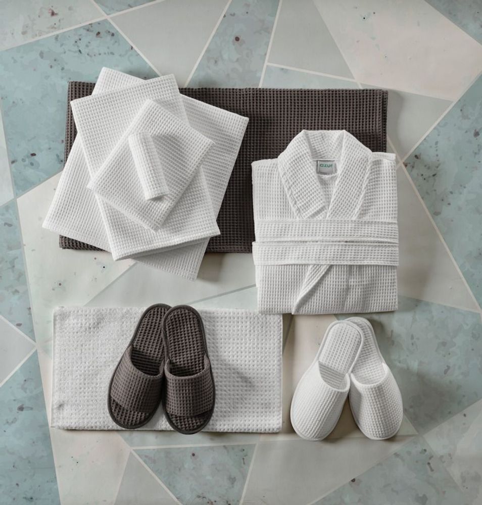 Bathrobes - Waffle Bathrobe - AZUR