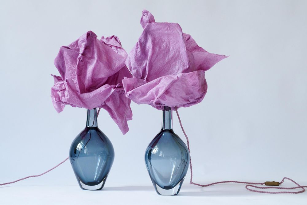 Art glass - Twin lamps anthracite - MARINA BLANCA