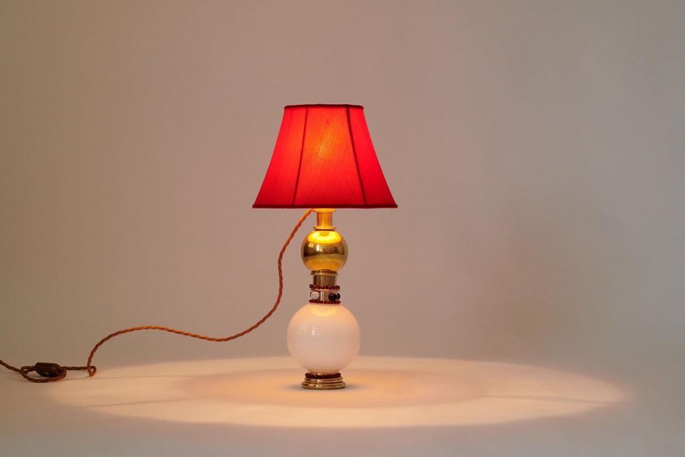 Lampes de table - Lampe de bureau vintage en laiton rouge - MARINA BLANCA