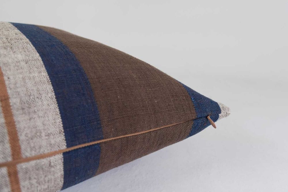 Fabric cushions - Thick & Thin Earthy Striped Cotton Cushion Cover - TAI BAAN CRAFTS