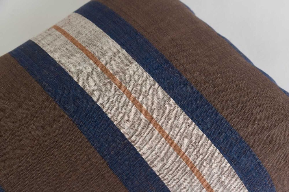 Fabric cushions - Thick & Thin Earthy Striped Cotton Cushion Cover - TAI BAAN CRAFTS