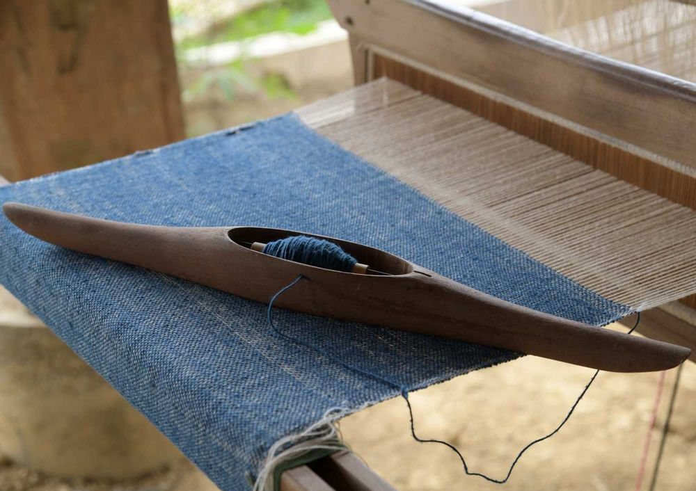 Scarves - Indigo blue narrow cotton scarf - TAI BAAN CRAFTS