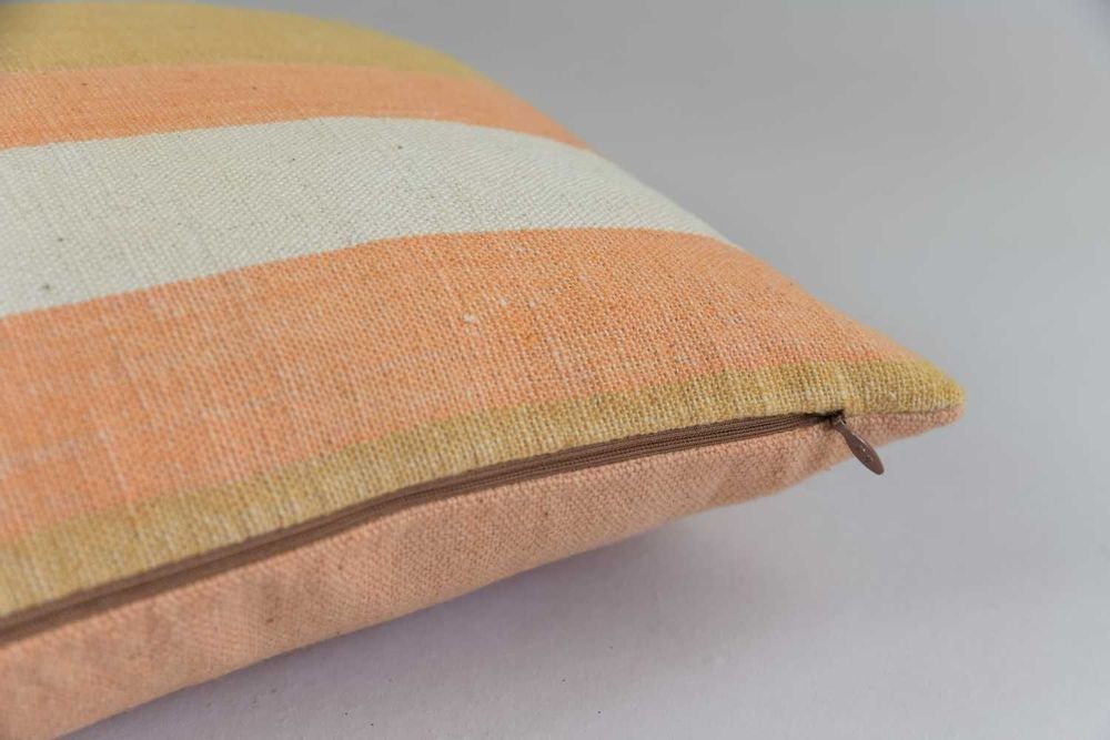Fabric cushions - Fading Salmon Striped Cotton Cushion Cover - TAI BAAN CRAFTS