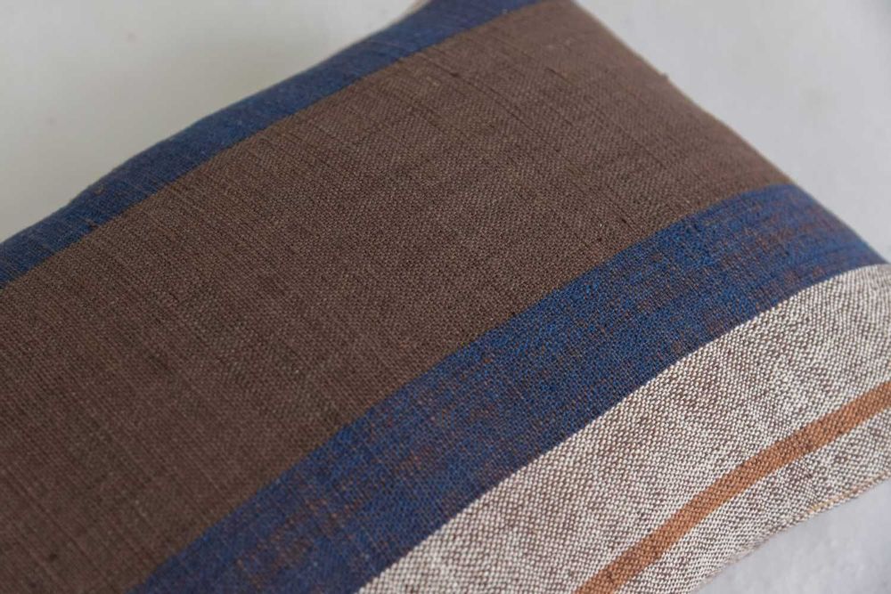 Fabric cushions - Baked Brown Striped Cotton Cushion Cover - TAI BAAN CRAFTS
