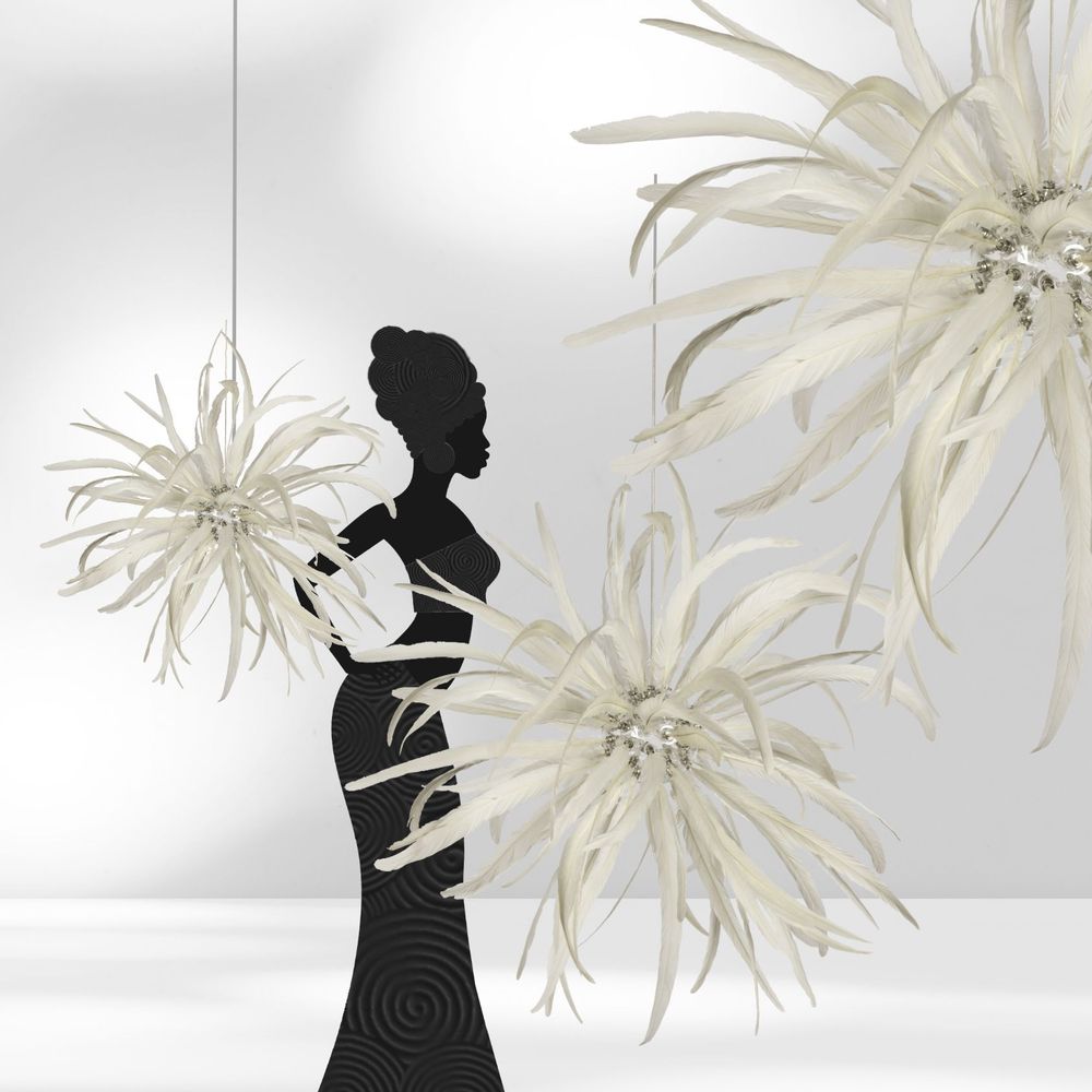 Hanging lights - MON TRUC EN PLUMES FeatherPendant lamp " Rooster " - MURIEL UGHETTO