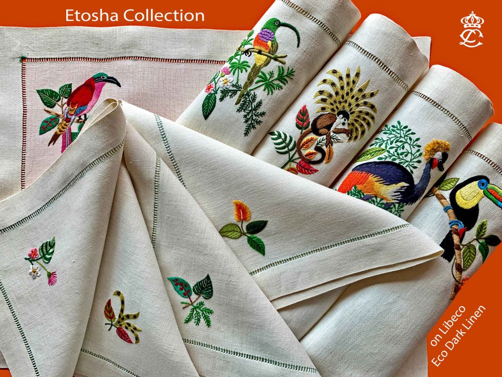 Table linen - When needlepainting is an art - LINHO DO CASTELO - LIN DE CHATEAU