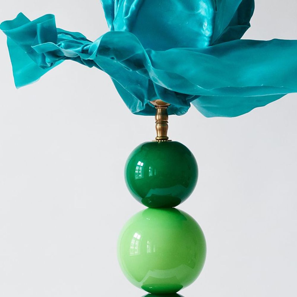 Verre d'art - Fleur à bulles vertes - MARINA BLANCA