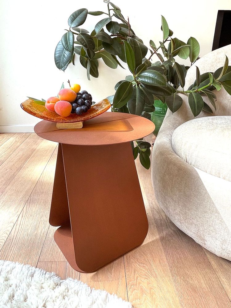 Tables basses - Table d'appoint ronde symétrique YOUMY - Acier corten - MADEMOISELLE JO.