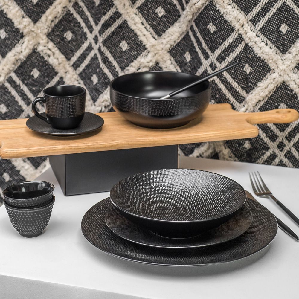 Everyday plates - Flat plate 27 CM VESUVIO BLACK - TABLE PASSION / BASTIDE 1880