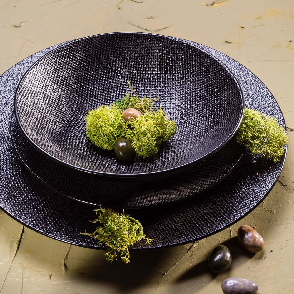 Everyday plates - Flat plate 27 CM VESUVIO BLACK - TABLE PASSION / BASTIDE 1880