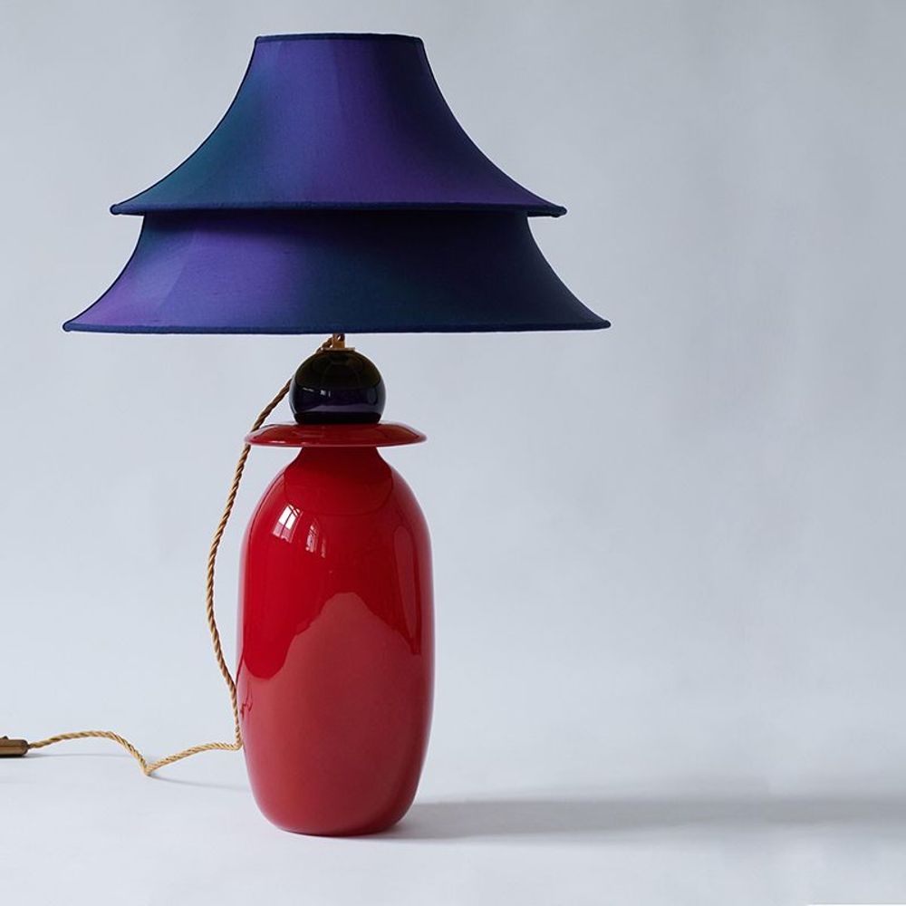 Verre d'art - Style asiatique rouge et violet - MARINA BLANCA