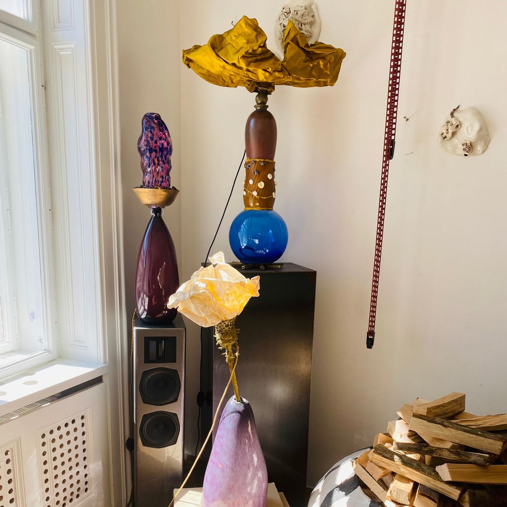 Art glass - Giant Earth Coloured Flower - MARINA BLANCA