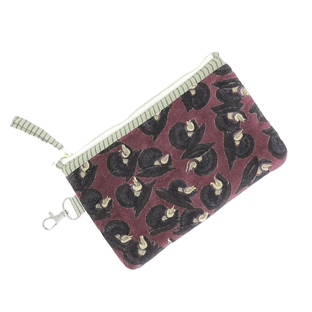 Linge de lit - ART DECO Trousse Plate 13x20 cm BORDEAUX - EN FIL D'INDIENNE...