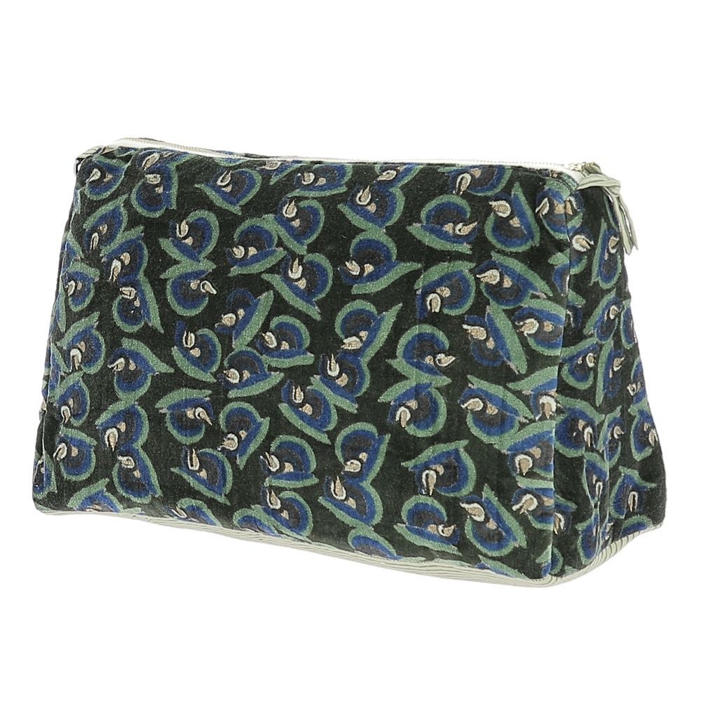 Coussins textile - ART DECO Trousse de toilette XL 34X22X15 cm OLIVE - EN FIL D'INDIENNE...