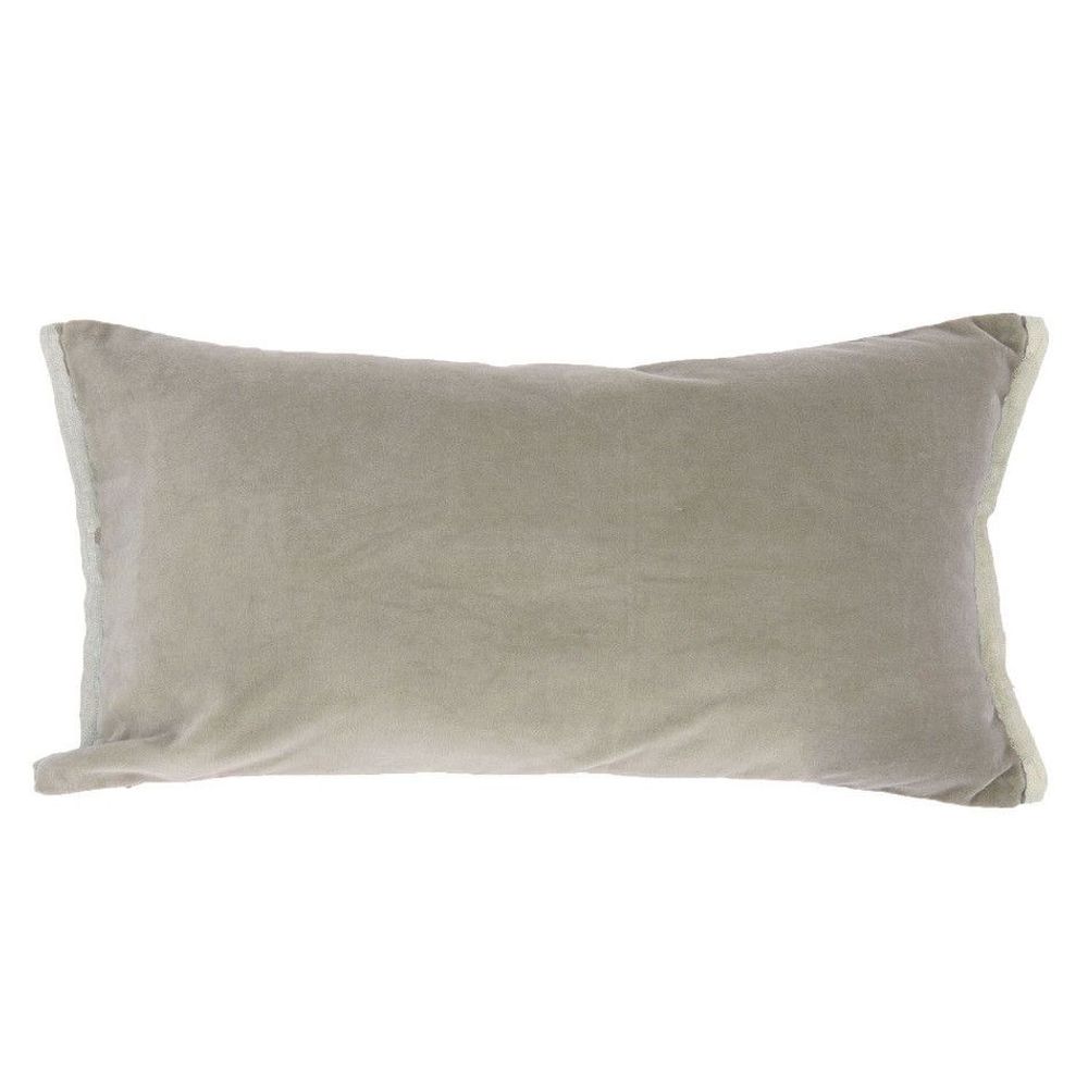 Fabric cushions - BADALPUR Ananbo gray monochrome printed linen cushion cover 50x100 cm Beige - EN FIL D'INDIENNE...