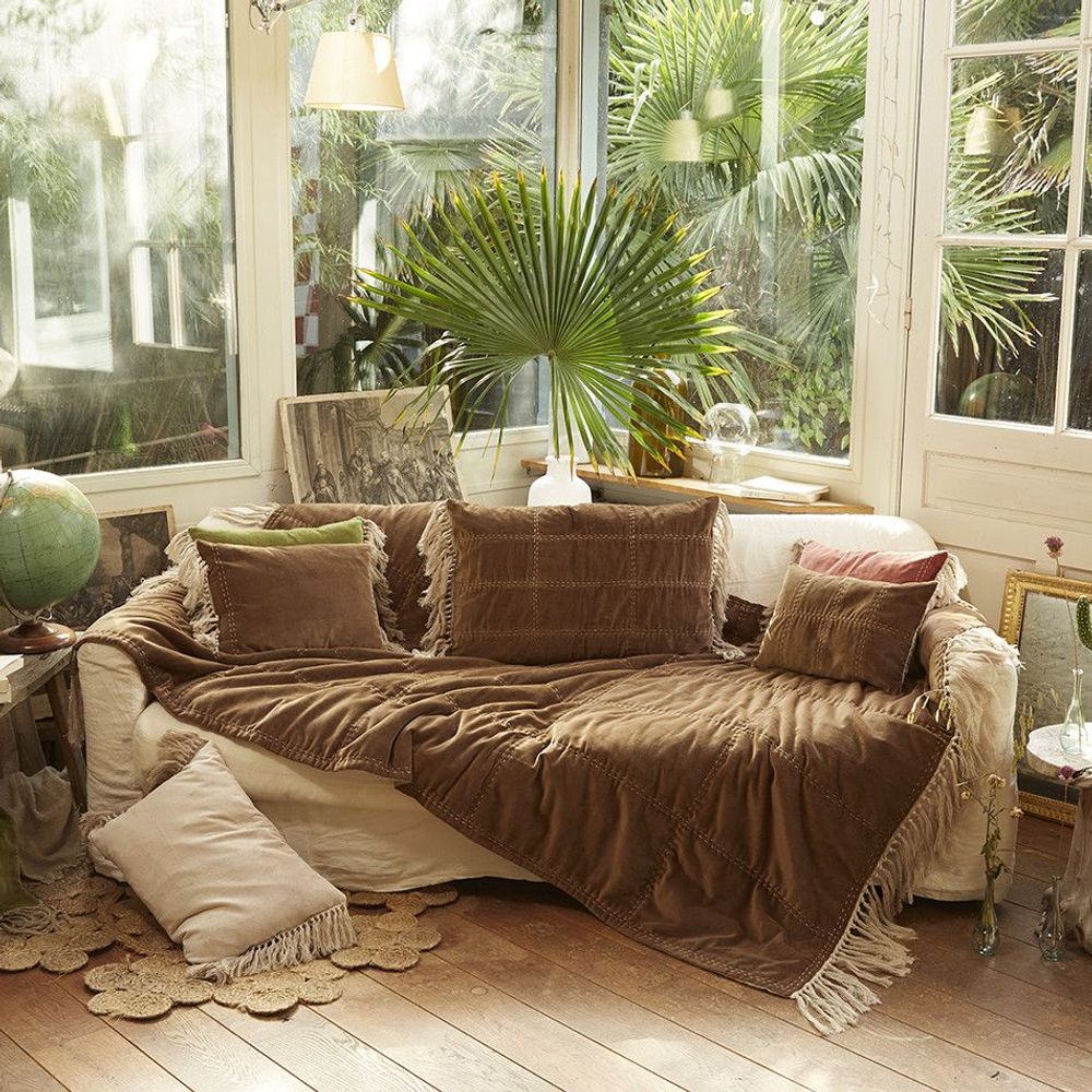 Throw blankets - Boho Plaid 130X250 Cm Boho Taupe - EN FIL D'INDIENNE...