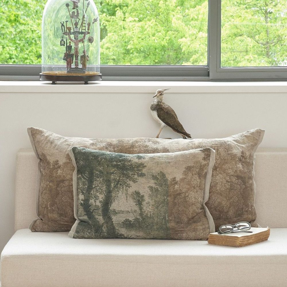 Coussins textile - CAMPAGNE Housse de coussin imprimé Ananbô 40x55 cm LICHEN - EN FIL D'INDIENNE...