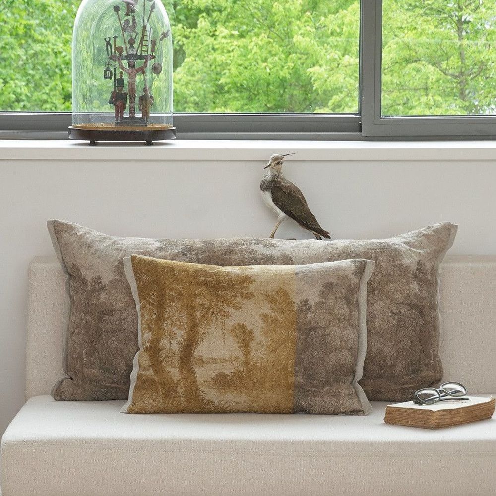 Coussins textile - CAMPAGNE Housse de coussin imprimé Ananbô 40x55 cm OCRE - EN FIL D'INDIENNE...