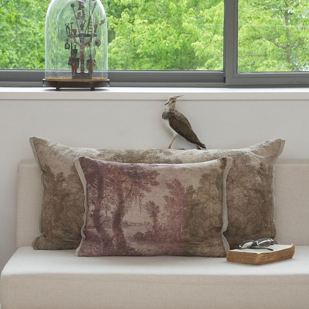 Fabric cushions - Campagne Cushion Cover Printed Aanbo 40X55 Cm Campagne Violet - EN FIL D'INDIENNE...